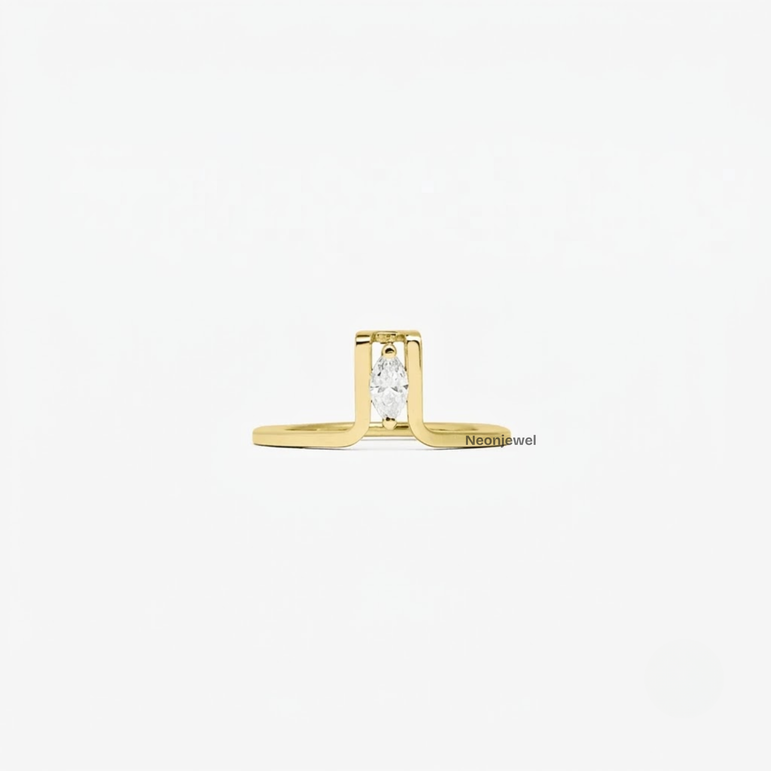 Marquise Diamond Ring Guard for Smart Ring • Gold Smart Ring Cover Inner Band • Minimalist Ring Protector
