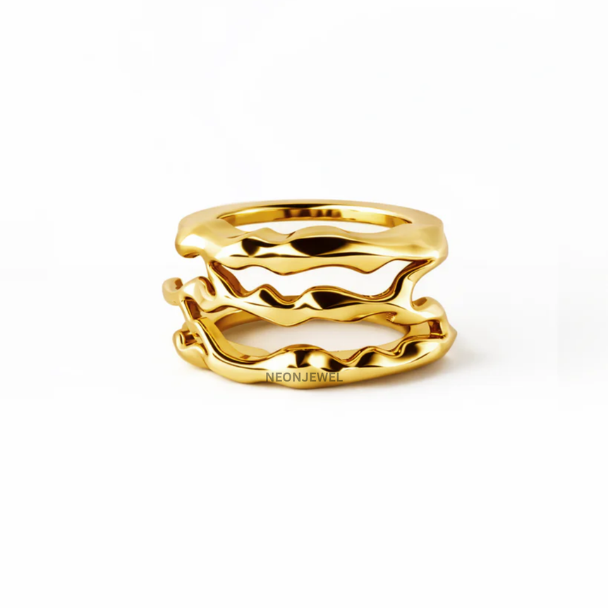 Molten Gold Organic Stacked Oura Ring 5 Cover