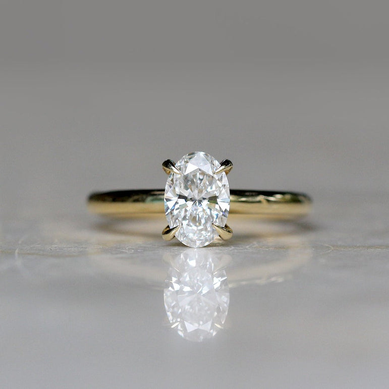 Oval Moissanite Solitaire Engagement Ring 10K Solid Yellow Gold Anniversary Gift Ring
