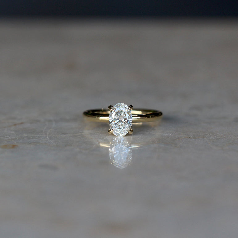 Oval Moissanite Solitaire Engagement Ring 10K Solid Yellow Gold Anniversary Gift Ring