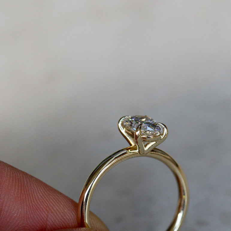 Oval Moissanite Solitaire Engagement Ring 10K Solid Yellow Gold Anniversary Gift Ring