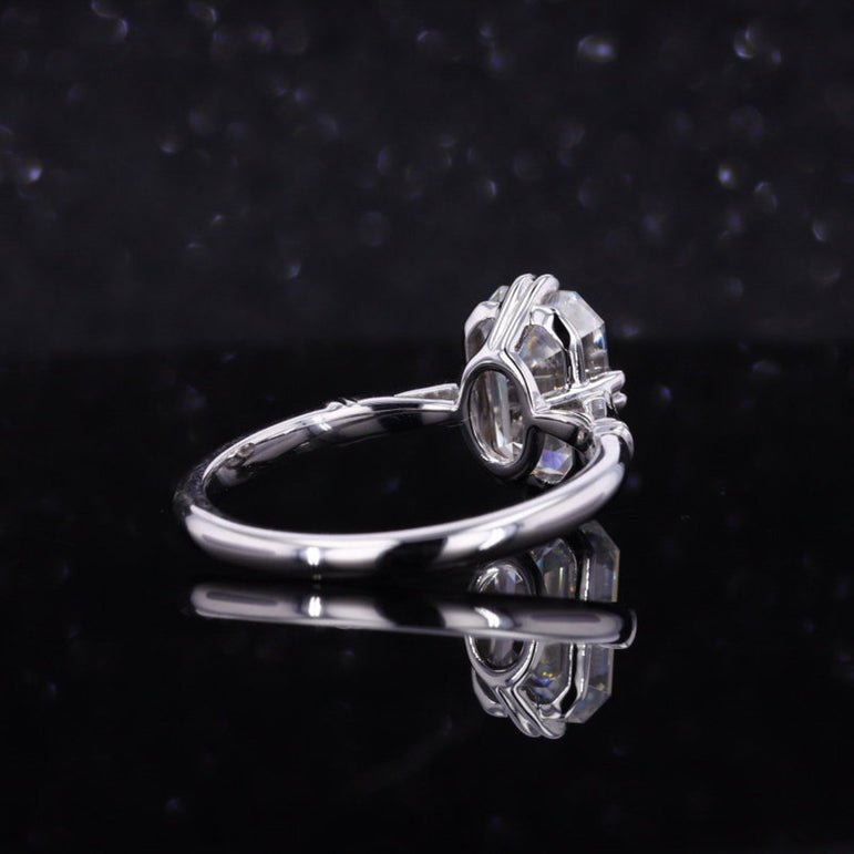 3 Ct White Emerald Moissanite Solitaire Ring Vintage 10K White Gold Moissanite Ring For Women
