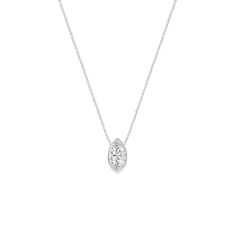 Marquise Diamond Pendant Necklace East West Bezel Set Charm Necklace Lab Grown Dainty Diamond Solitaire Pendant