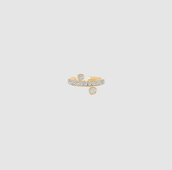 Pave Round Diamond Ear Cuff Real Solid Gold Sparkling Lab Grown Diamond Ear Cuff 18k Gold Dainty Minimalist Everyday Wear Ear Cuff