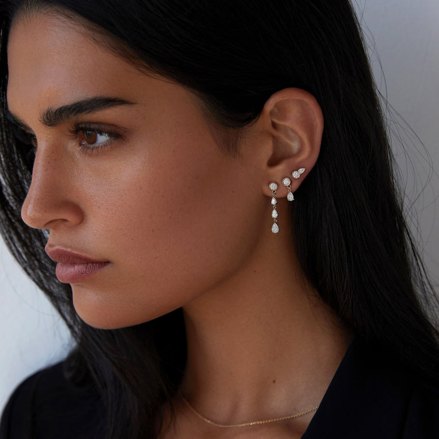 Pear Diamond Earring 14k Solid Gold Dangle Drop Ear Jacket For Stud Prong Set Sparkling Lab Grown Diamond 10k 18k Earrings Enhancer Women