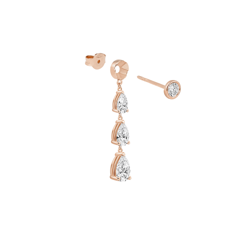 Pear Diamond Earring 14k Solid Gold Dangle Drop Ear Jacket For Stud Prong Set Sparkling Lab Grown Diamond 10k 18k Earrings Enhancer Women