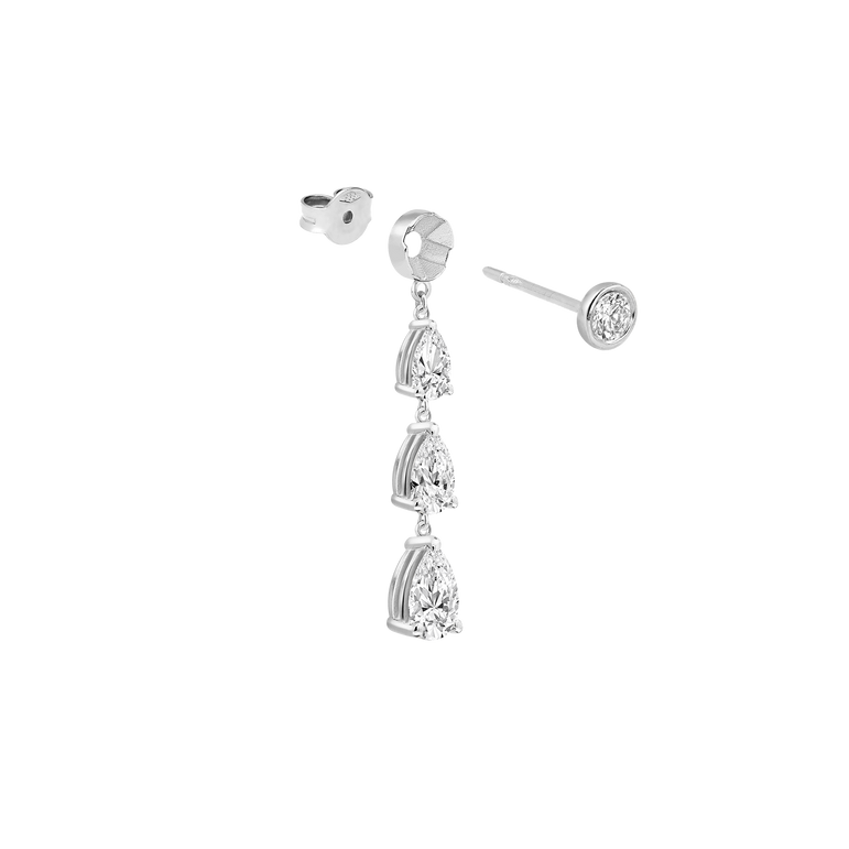 Pear Diamond Earring 14k Solid Gold Dangle Drop Ear Jacket For Stud Prong Set Sparkling Lab Grown Diamond 10k 18k Earrings Enhancer Women