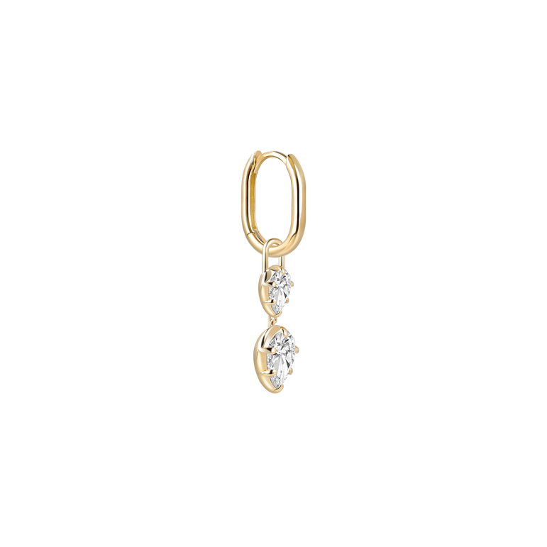 Pear Cut Diamond Dangle Drop Earring Ear Hoop Jacket 14k Solid Gold Earring Sparkling Lab Grown Diamond Hoop Enhancer Earring For Women