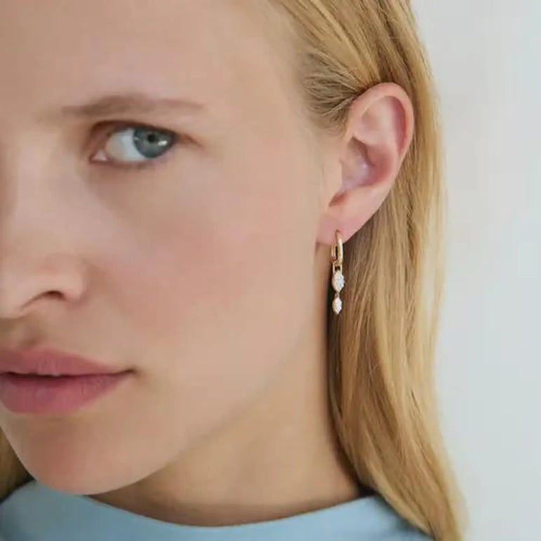 Diamond Dangle Drop Earring Ear Hoop Jacket 14k 18k Solid Gold Earring Sparkling Lab Grown Diamond Hoop Enhancer Earring 10k Real Gold Women