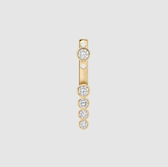 Diamond Ear Jacket 14k Real Solid Gold Dangle Drop Earring For Stud Sparkling Lab Grown Diamond Earrings Gold Everyday Earring Women