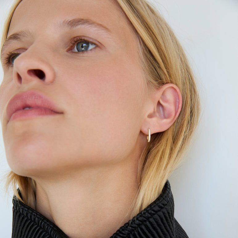 14k Solid Gold Hoop Earrings Minimalist Solitaire Everyday Wear Modern Gold Huggie Hoop Chunky Square Plain Gold Small Huggie Hoop