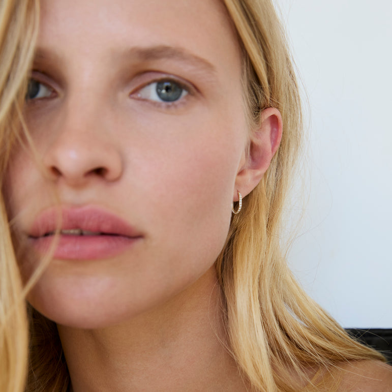 14k Solid Gold Hoop Earrings Minimalist Solitaire Everyday Wear Modern Gold Huggie Hoop Chunky Square Plain Gold Small Huggie Hoop