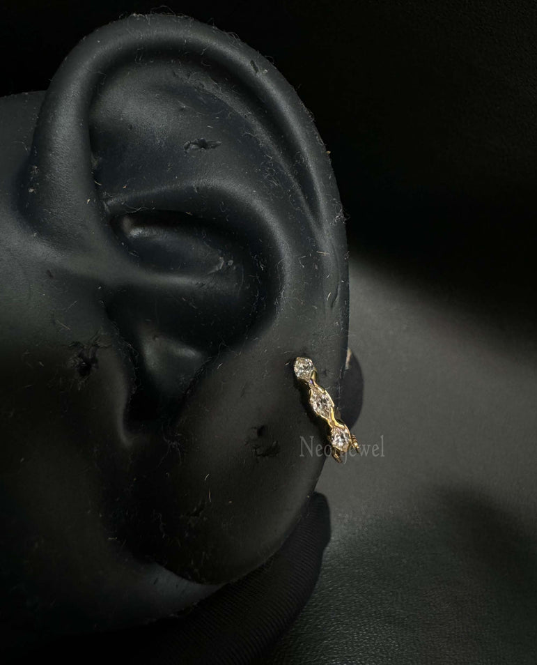 10K Solid Gold Invisible Set Diamond Marquise Eternity Hoop Earring For Women Hoops Earring