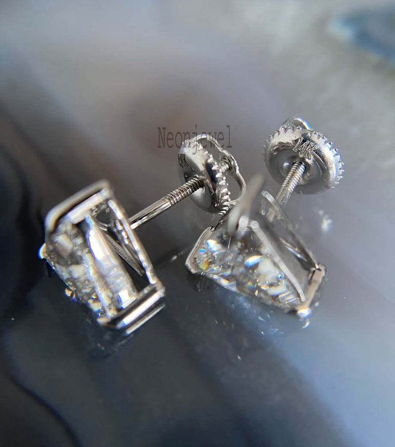 Triangle Cut Moissanite Earring Trillion Moissanite Studs 1 + 1 Ct Trillion Cut Stud Earring