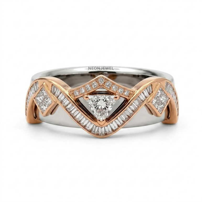 Trillion Cut Moissanite Smart Ring Cover • Geometric Baguette & Square Diamond Ring Guard • Architectural Protector Jacket for Tech Rings