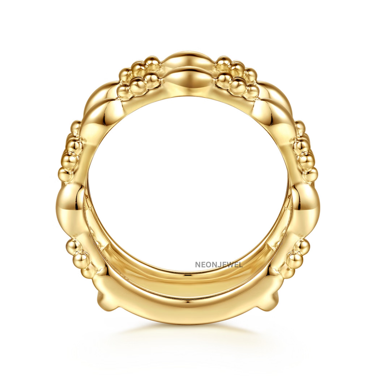 Decorative Cover for Oura Ring, Gold Beaded Smart Ring Protector, Double Band Tracker Shield
