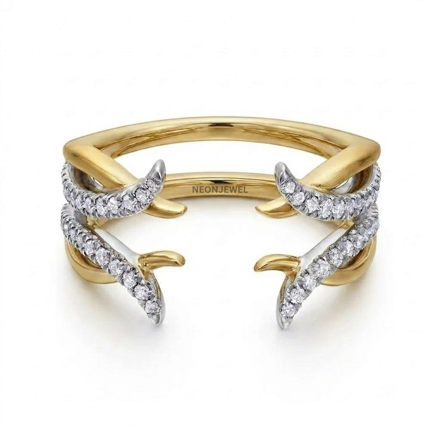 Gothic Claw Ring Enhancer Guard, Intertwined Thorn Smart Ring Jacket, Two-Tone Statement Ring Cover for Smart Rings