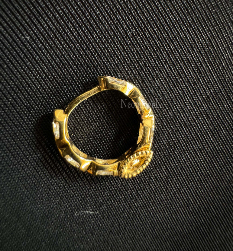 10K Solid Gold Invisible Set Diamond Marquise Eternity Hoop Earring For Women Hoops Earring