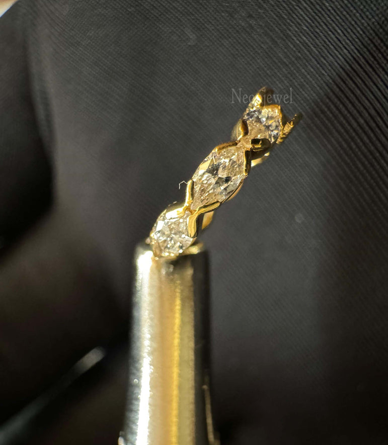 10K Solid Gold Invisible Set Diamond Marquise Eternity Hoop Earring For Women Hoops Earring