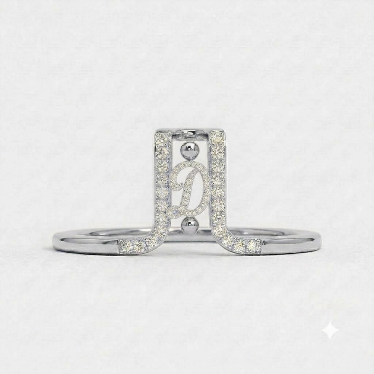 Crystal Initial D Ring Guard for Smart Ring โข Gold Custom Monogram Smart Ring Cover โข Pave Diamond Letter D Ring Protector