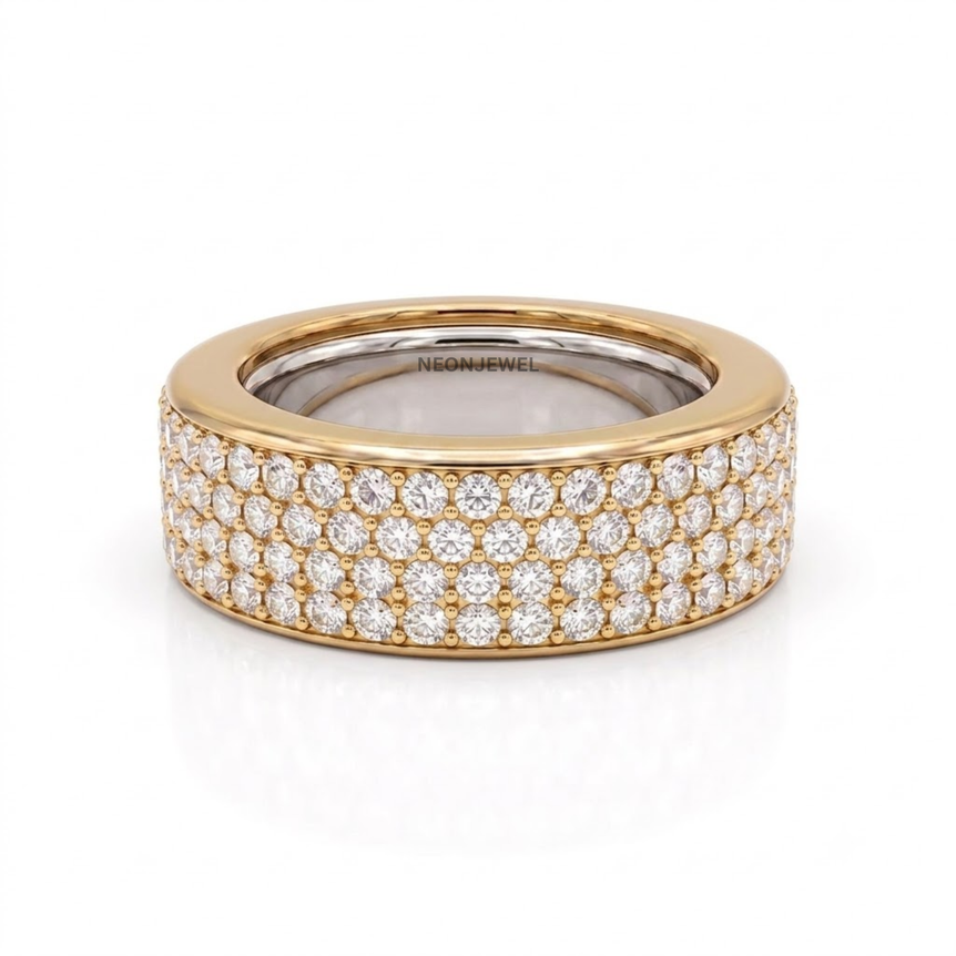 Luxury Full Pavé Oura Ring Cover | 4-Row Crystal Eternity Smart Ring Shield | High-Bling Diamond Smart Tech Jewelry Protector