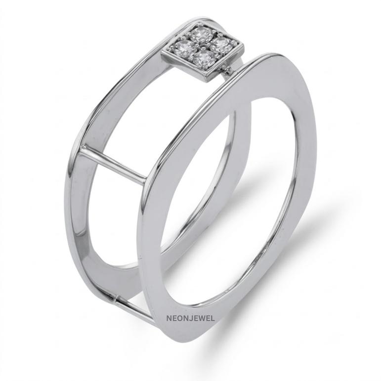 Luxury Soft Square Smart Ring Cover Jacket | Two-Tone Contemporary Ring Enhancer | Elegant Geometric Statement Ring Guard