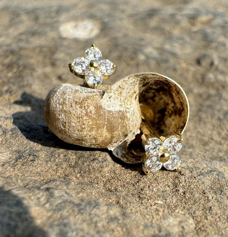 Dainty Diamond Tragus Lobe Stud Piercing Tiny Diamond Stud Threaded Labret Ear Piercing