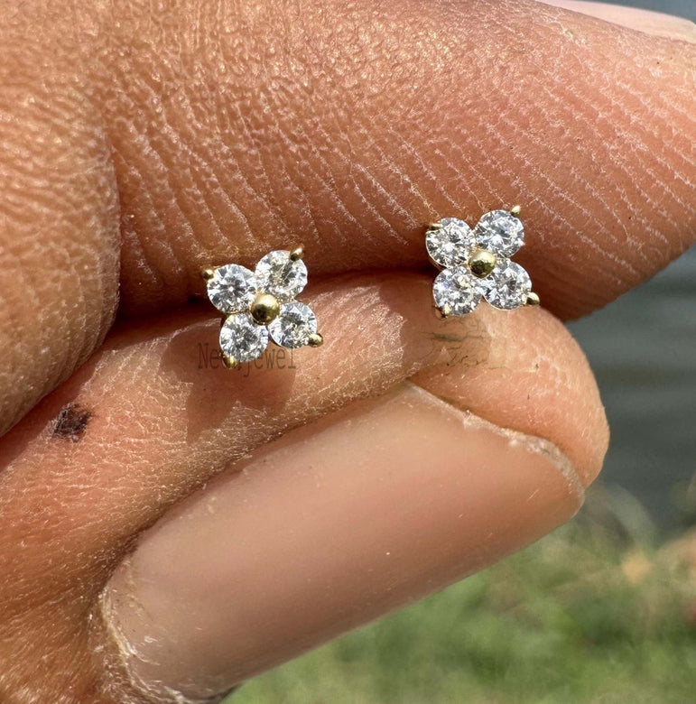 Dainty Diamond Tragus Lobe Stud Piercing Tiny Diamond Stud Threaded Labret Ear Piercing