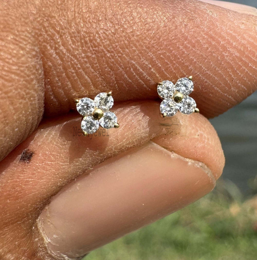 Dainty Diamond Tragus Lobe Stud Piercing Tiny Diamond Stud Threaded Labret Ear Piercing