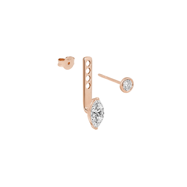 Diamond Ear Jacket 14k Solid Gold Dangle Drop Earring For Stud Sparkling Lab Grown Diamond Earrings Everyday Earring Women