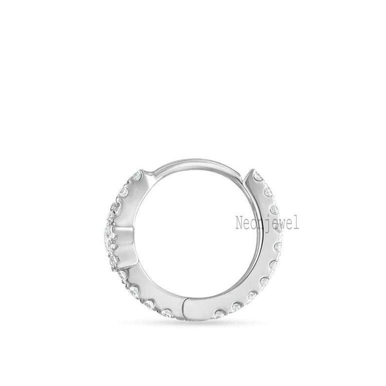 Diamond Star Eternity Hoop Earring 14K Solid Gold Lab Grown Diamond Star Eternity Clicker Piercing For Woman Sparkling Star Floral Hoop Gift