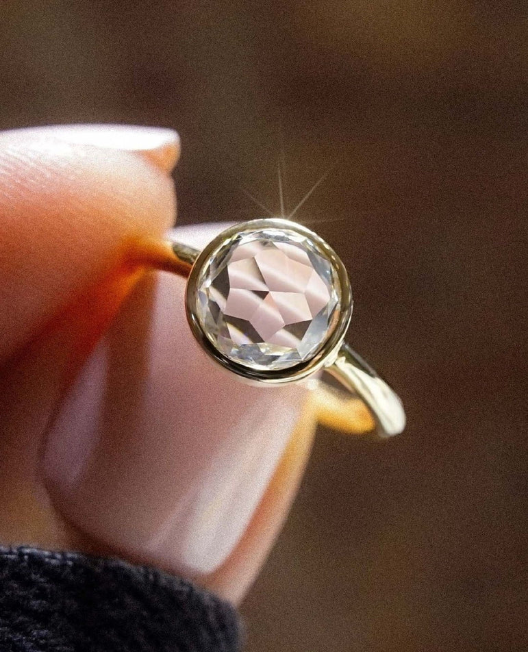 Bezel Set Moissanite Ring 1.60 Ct Colorless Round Moissanite Engagement Ring