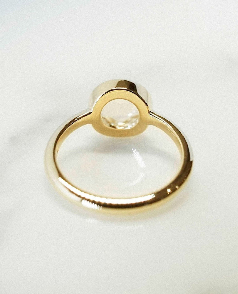 Bezel Set Moissanite Ring 1.60 Ct Colorless Round Moissanite Engagement Ring