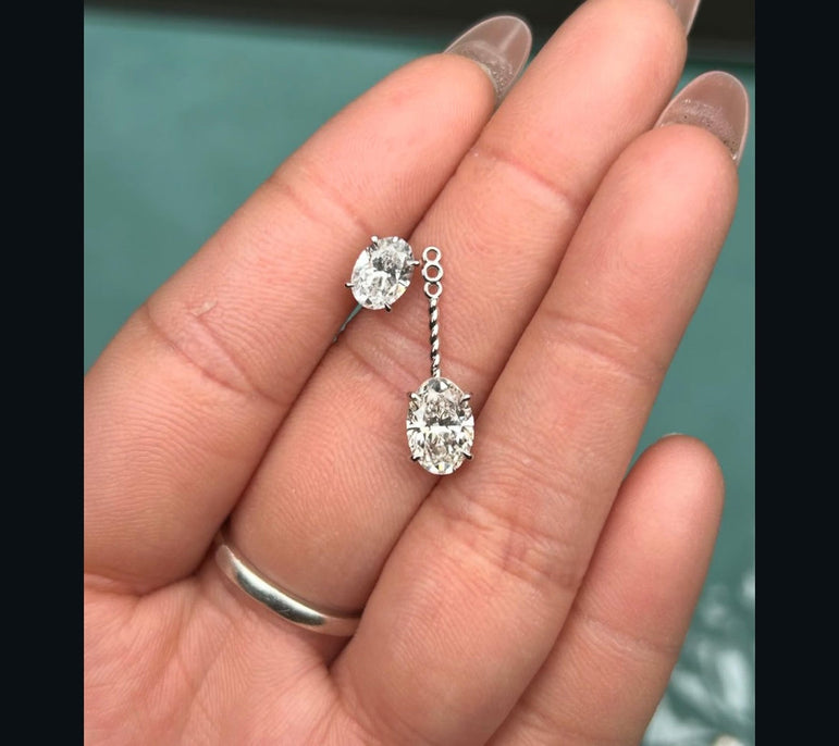 Oval Moissanite Dangle Earring 4 Ct Colorless Oval Cut Moissanite Stud Earring Anniversary Gift Stud