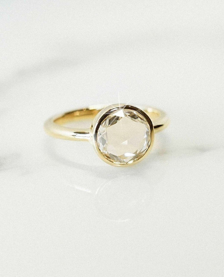 Bezel Set Moissanite Ring 1.60 Ct Colorless Round Moissanite Engagement Ring