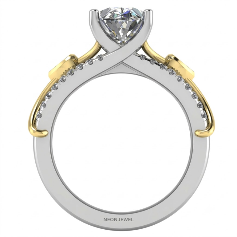 Two-Tone Engagement Ring Cover for Smart Ring | Oval Cut Moissanite Ring Enhancer Band | Silver & Gold Smart Ring Protector Jacket