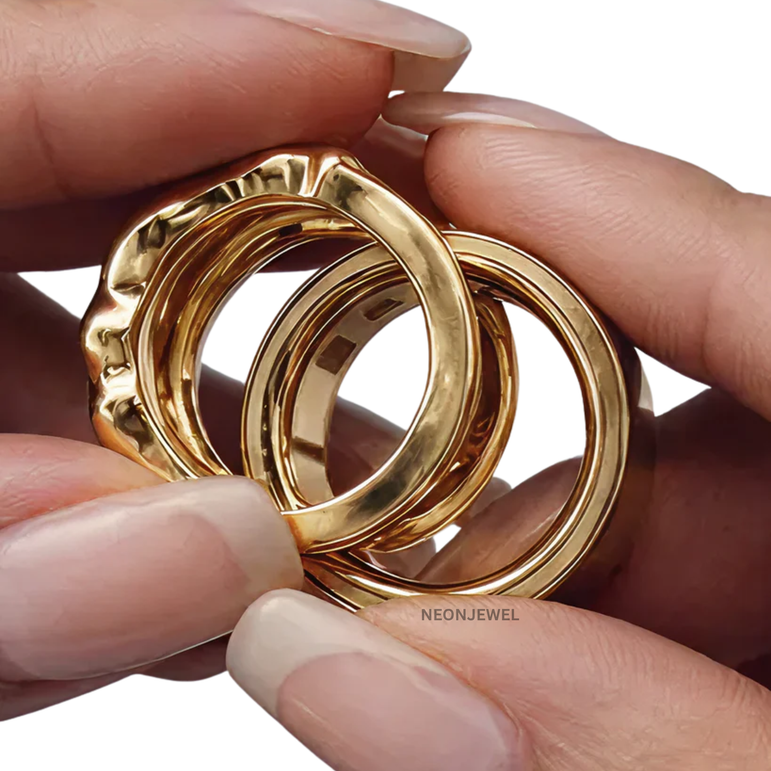 Abstract Open-Work Gold Oura Ring 5 Accessory