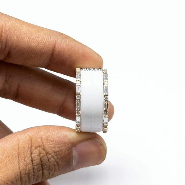 Baguette Cut CZ Oura Ring Cover Set | Dual Border Smart Ring Enhancer Bands | Sparkly Eternity Smart Ring Protector