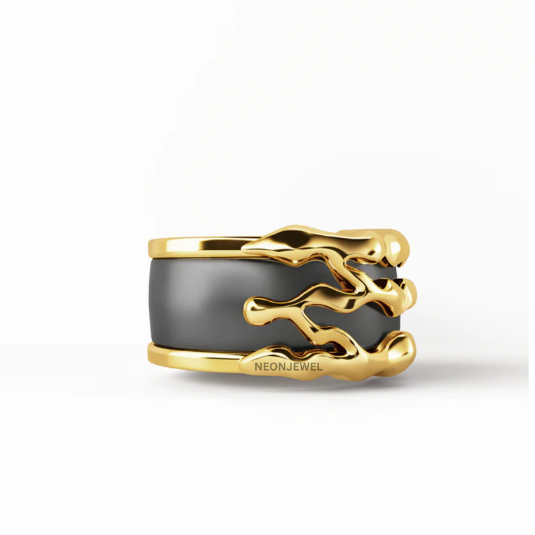 Molten Gold Organic Stacked Oura Ring 5 Cover
