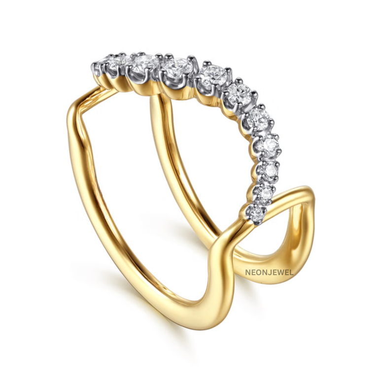 Luxury Wave Smart Ring Guard – Crystal Encrusted Statement Ring Cover Overlay