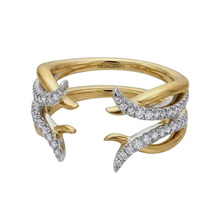 Gothic Claw Ring Enhancer Guard, Intertwined Thorn Smart Ring Jacket, Two-Tone Statement Ring Cover for Smart Rings