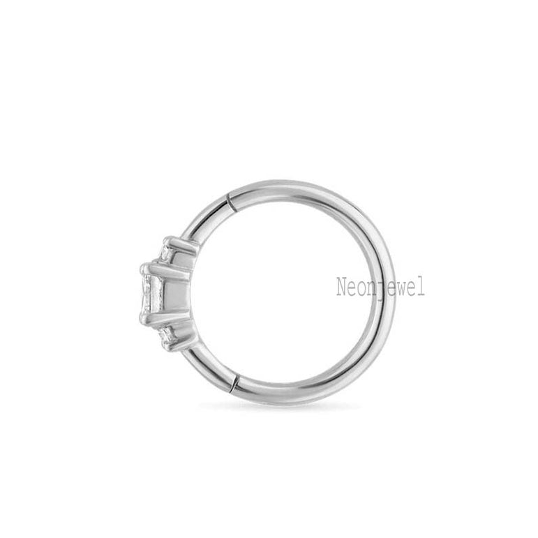 2mm Diamond Princess Hoop Earring 14K Solid Gold piercing 8mm clicker ring Single Labgrown Diamond Hoop Earring Worn with any charms Clicker
