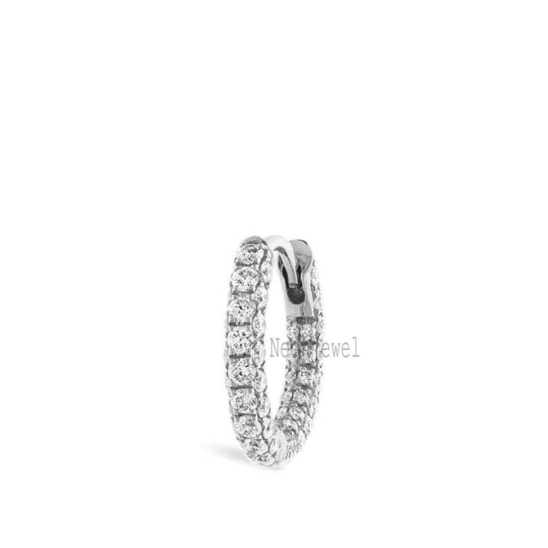 14K Gold Lab-Grown Diamond Hoop Earring: Five Row Pavรฉ Huggie