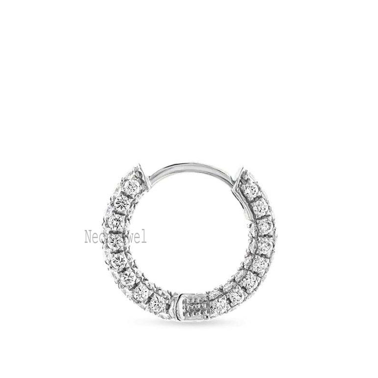 14K Gold Lab-Grown Diamond Hoop Earring: Five Row Pavรฉ Huggie