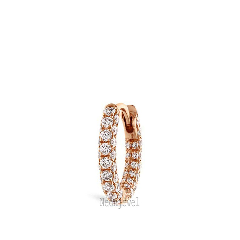 14K Gold Lab-Grown Diamond Hoop Earring: Five Row Pavรฉ Huggie