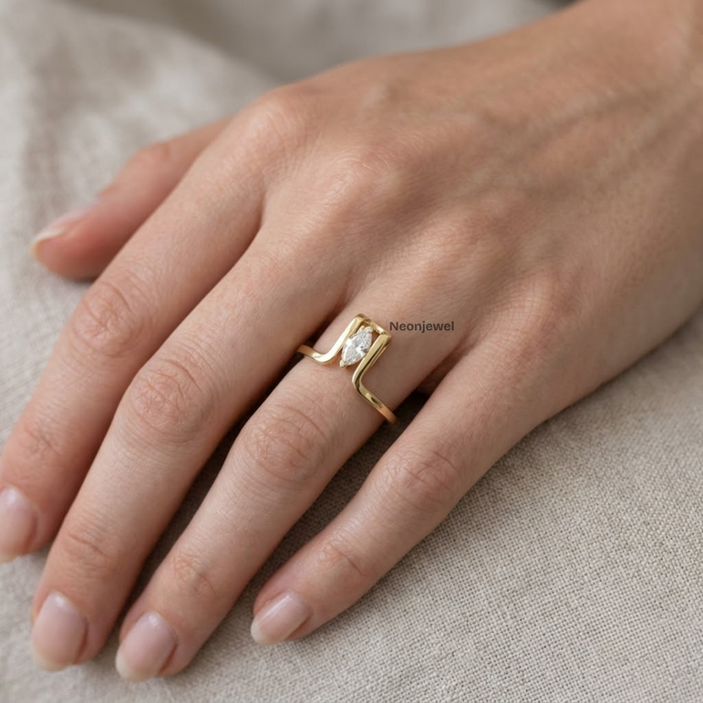 Marquise Diamond Ring Guard for Smart Ring • Gold Smart Ring Cover Inner Band • Minimalist Ring Protector