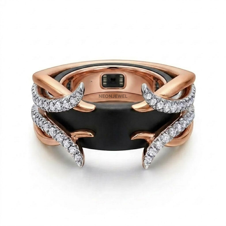 Gothic Claw Ring Enhancer Guard, Intertwined Thorn Smart Ring Jacket, Two-Tone Statement Ring Cover for Smart Rings