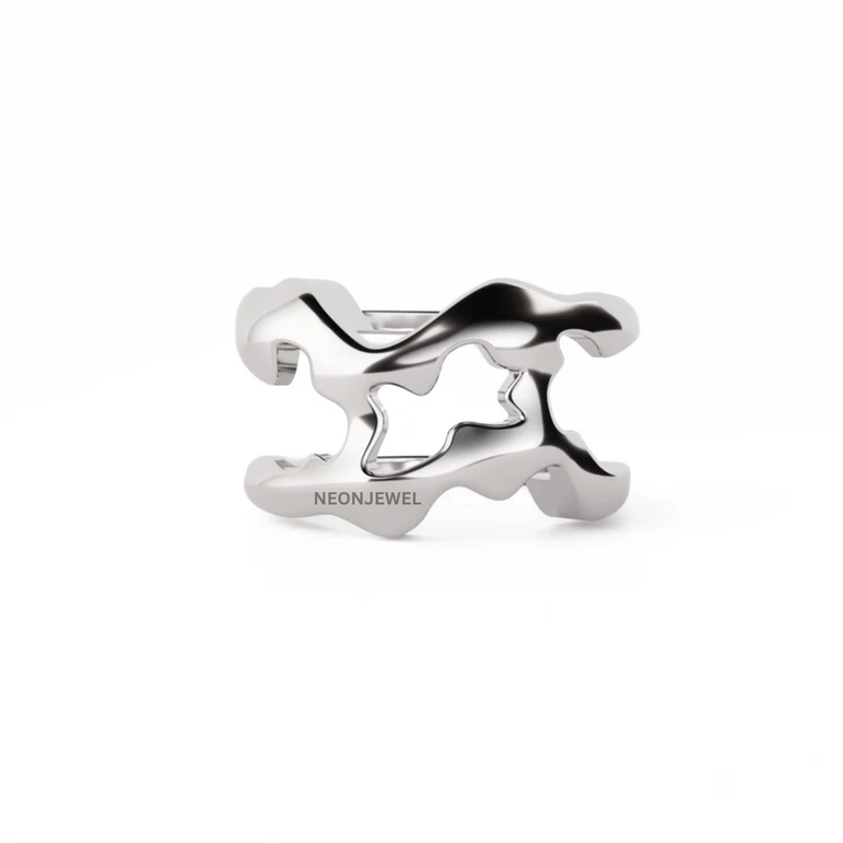 Abstract Open-Work Gold Oura Ring 5 Accessory