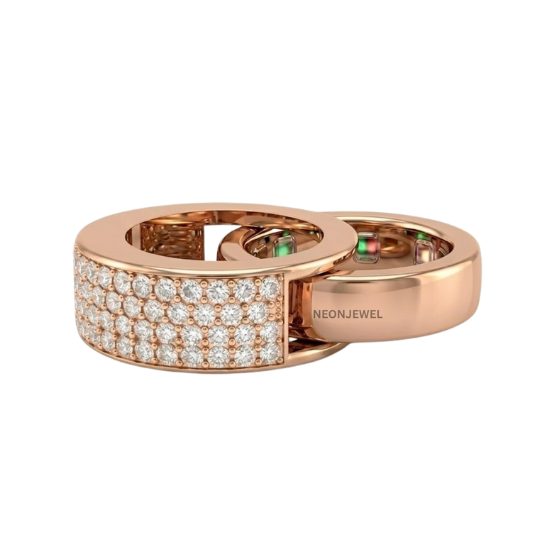 Luxury Full Pavé Oura Ring Cover | 4-Row Crystal Eternity Smart Ring Shield | High-Bling Diamond Smart Tech Jewelry Protector