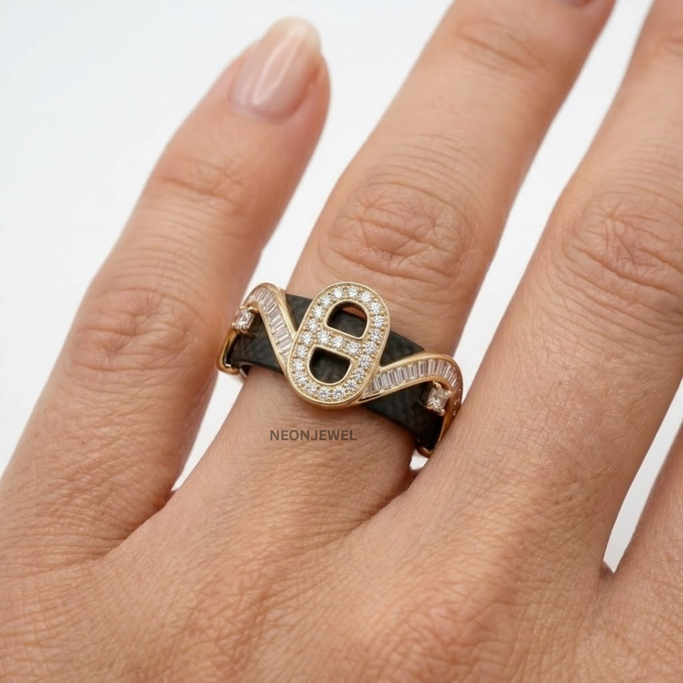 Oval Link Statement Smart Ring Cover • Baguette & Pavé Gold Ring Guard • Architectural Protector Jacket for Tech Rings